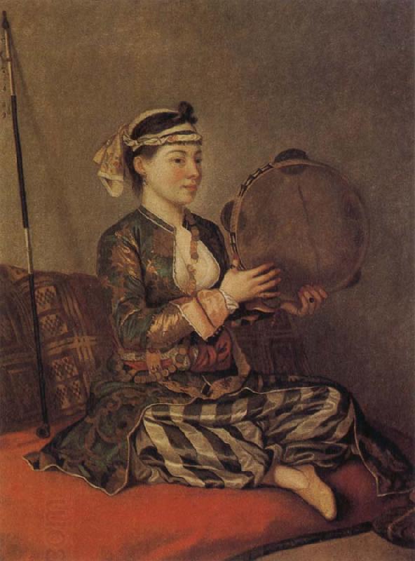 Jean-Etienne Liotard Turkish Woman with a Tambourine oil painting picture